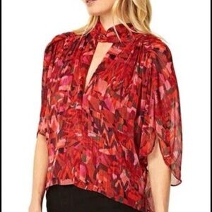 Misa Los Angeles Red Abstract Blouse